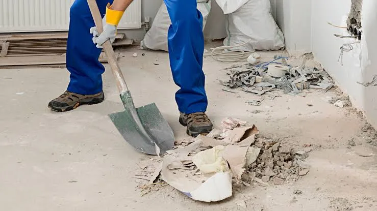 Post-construction cleaning of a newly built home with dust and debris removal